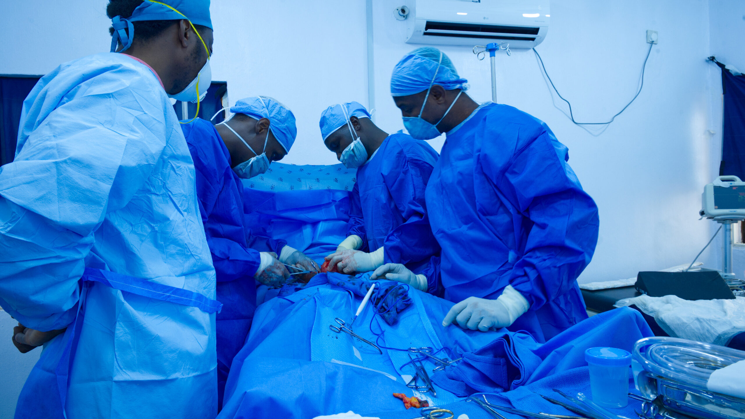 Volunteer surgeon performing an operation at IMO Free Surgical Hospital in Jos, Nigeria
